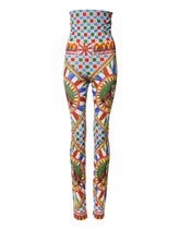 Dolce & Gabbana Multicolor Carretto Leggings High Waist Pants