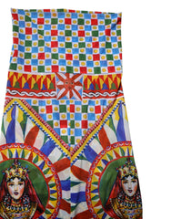 Dolce & Gabbana Multicolor Carretto Leggings High Waist Pants