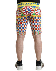 Dolce & Gabbana Multicolor Carretto Print Men Bermuda Shorts - Bermudas