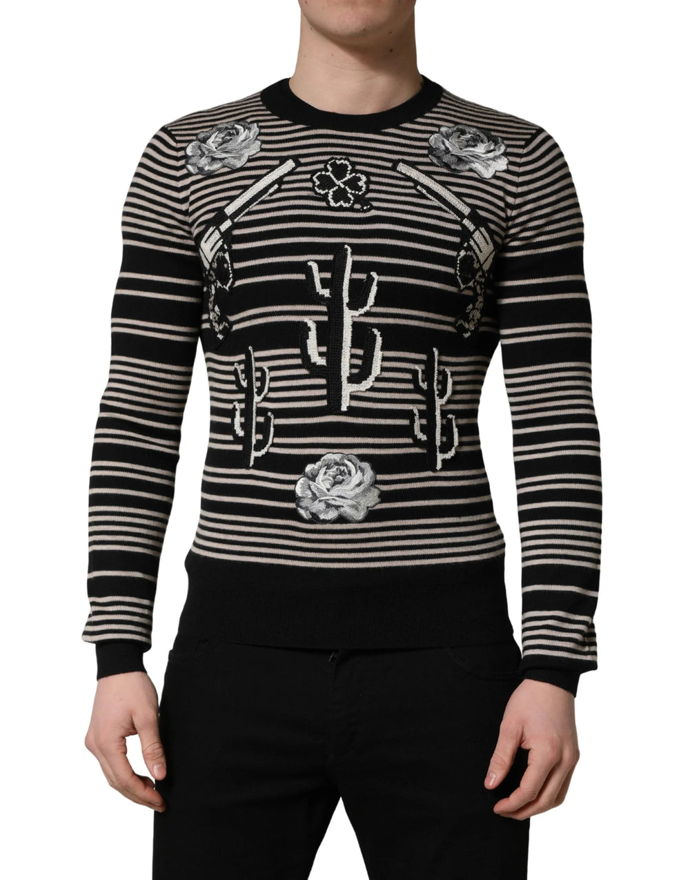 Dolce & Gabbana Multicolor Cashmere Striped CrewNeck Sweater - IT46 | S