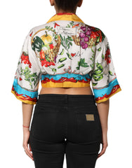 Dolce & Gabbana Multicolor Chili Silk Cropped Blouse Top - Blouses