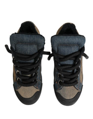 Dolce & Gabbana Multicolor Color Block Denim Low Top Sneakers Shoes - EU44/US11