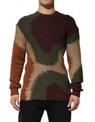 Dolce & Gabbana Multicolor Cotton Abstract Men Pullover Sweater - Sweaters