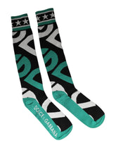 Dolce & Gabbana Multicolor Cotton Stretch Over Calf Socks - M - Crew Socks