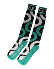 Dolce & Gabbana Multicolor Cotton Stretch Over Calf Socks - M - Crew Socks
