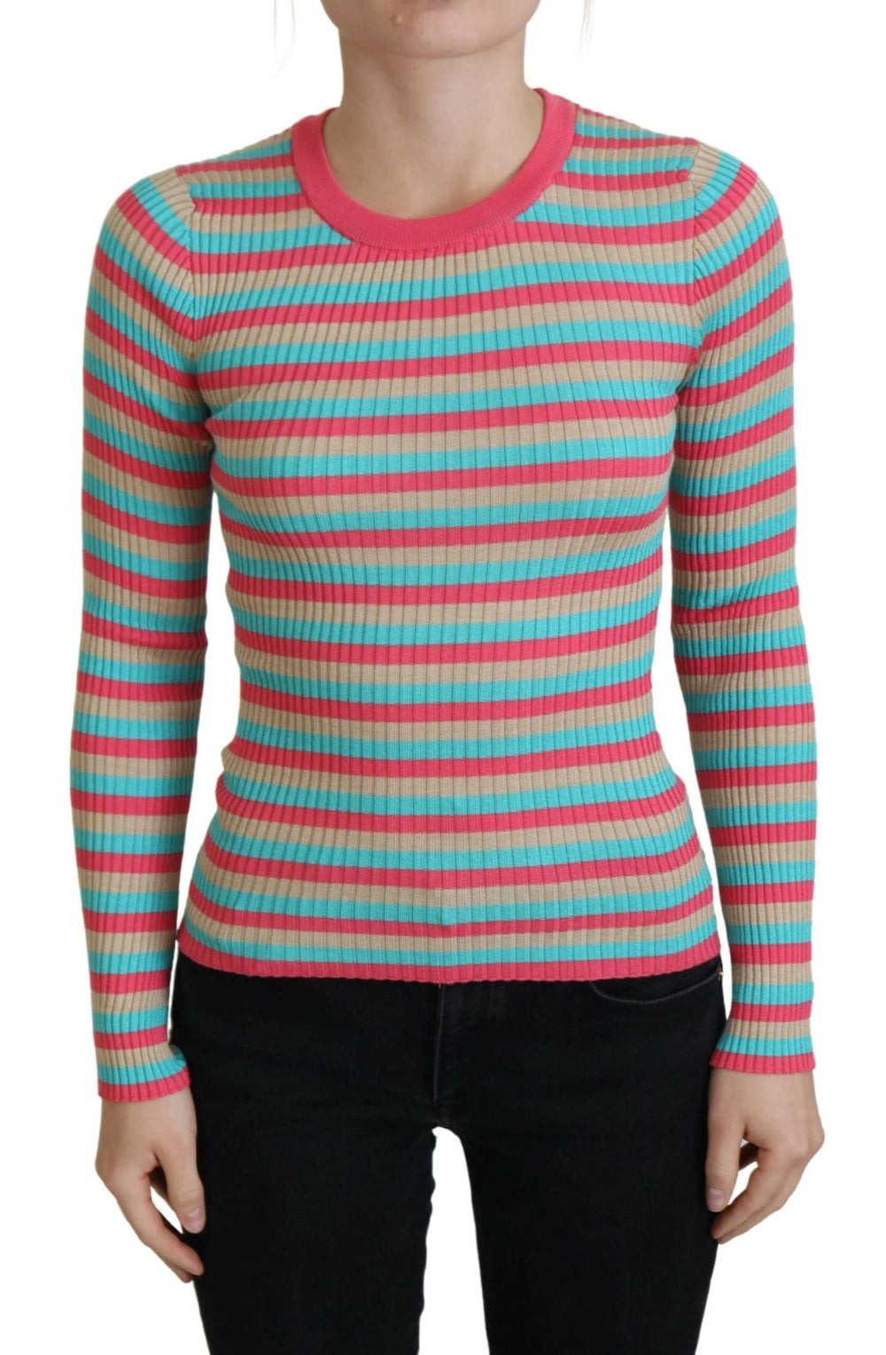 Dolce & Gabbana Multicolor Crewneck Pullover Silk Sweater - IT42|M - Sweaters