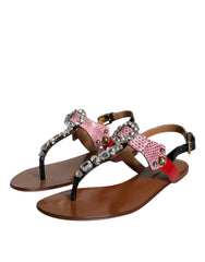 Dolce & Gabbana Multicolor Crystal Sandals Flip Flops Shoes - EU38.5/US8 - Sandals