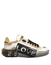 حذاء رياضي منخفض من Dolce & Gabbana مزين ببلورات الحب متعددة الألوان - EU35/US4.5