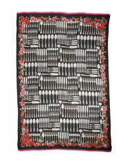 Dolce & Gabbana Multicolor Cutlery Floral Wrap Shawl 135cm x 132cm Scarf