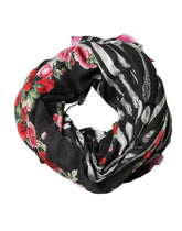 Dolce & Gabbana Multicolor Cutlery Floral Wrap Shawl 135cm x 132cm Scarf