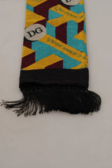 Dolce & Gabbana Multicolor DG Logo Print Shawl Wrap Fringe Scarf - Scarves & Shawls