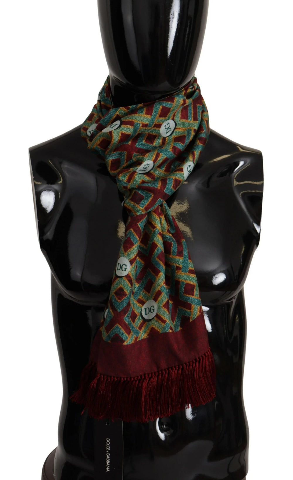 Dolce & Gabbana Multicolor DG Logo Shawl Warm Neck Wrap Fringe Scarf - Scarves & Shawls