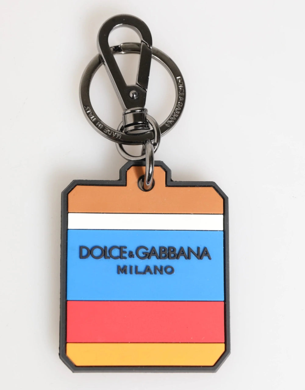 Dolce & Gabbana Multicolor DG Rubber Logo Silver Men’s Keychain Keyring - Keychains