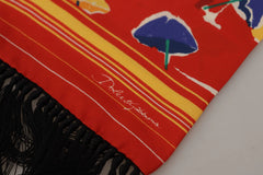 Dolce & Gabbana Multicolor DG Umbrellas Print Shawl Fringe Scarf - Scarves & Shawls