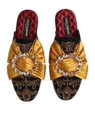 Dolce & Gabbana Multicolor Embellished Flat Sandals Shoes - EU44/US13.5