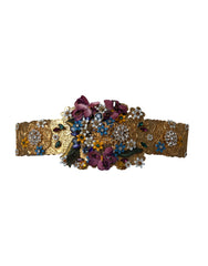 Dolce & Gabbana Multicolor Embellished Floral Crystal Wide Waist Belt - IT42|M - Belts