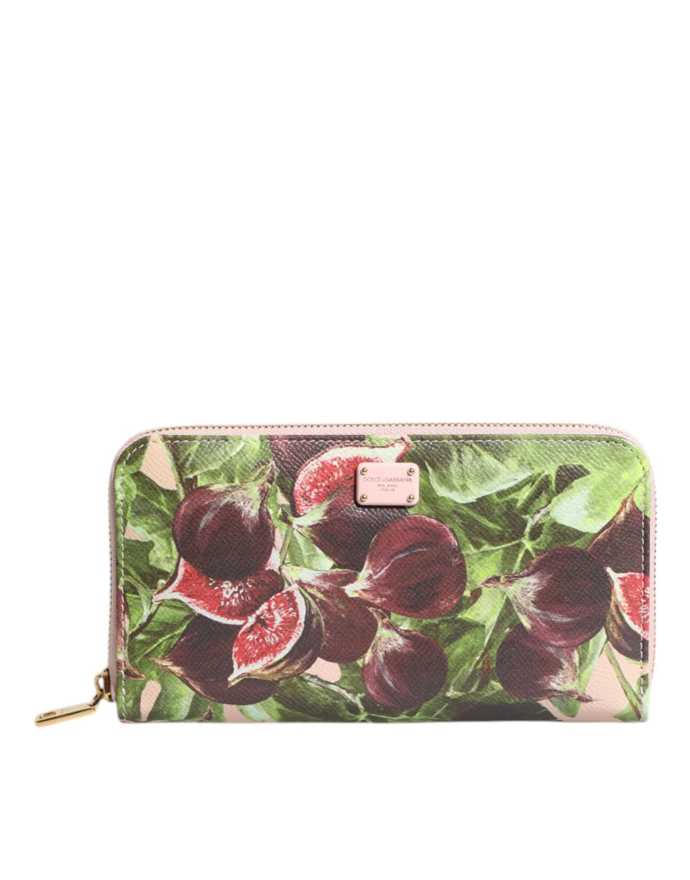 Dolce & Gabbana Multicolor Fig Fruit Dauphine Leather Zip Around Continental Wallet