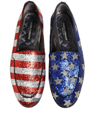 Dolce & Gabbana Multicolor Flag Sequin Dress Loafers Shoes - EU43/US10