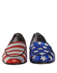 Dolce & Gabbana Multicolor Flag Sequin Dress Loafers Shoes - EU43/US10