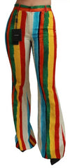 Dolce & Gabbana Multicolor Flared Riga Pittorica Pants - IT40|S - Trousers