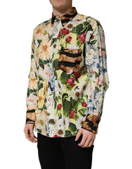 Dolce & Gabbana Camisa con Cuello Estampada Floral Multicolor y Animal