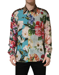 Dolce & Gabbana Multicolor Floral Animal Print Collared Shirt