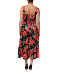 Dolce & Gabbana Multicolor Floral Cotton Poplin Midi Dress - IT44 | L - Dresses