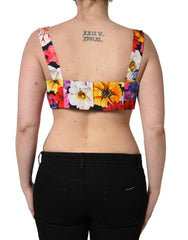 Dolce & Gabbana Multicolor Floral Cropped Bustier Tank Top