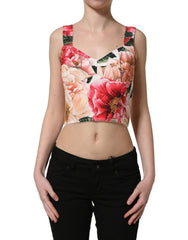 Dolce & Gabbana Multicolor Floral Cropped Bustier Tank Top - IT36|XXS
