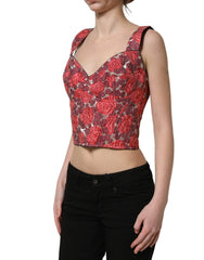 Dolce & Gabbana Multicolor Floral Cropped Bustier Tank Top - IT40|S