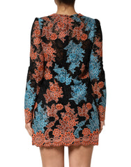 Dolce & Gabbana Multicolor Floral Embroidery Shift Mini Dress - IT44 | L - Dresses
