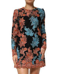 Dolce & Gabbana Multicolor Floral Embroidery Shift Mini Dress - IT44 | L - Dresses