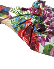 Dolce & Gabbana Multicolor Floral Flats Crystal Sandals Shoes - EU35/US4.5