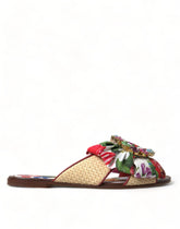 Dolce & Gabbana Multicolor Floral Flats Crystal Sandals Shoes - EU35.5/US5 - Sandals