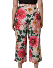 Dolce & Gabbana Multicolor Floral High Waist Cropped Pants - IT44 | L