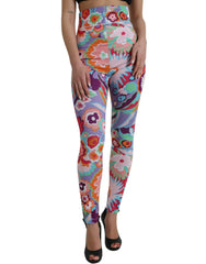 Dolce & Gabbana Multicolor Floral High Waist Leggings Pants - IT40|S - Leggings