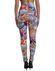 Dolce & Gabbana Multicolor Floral High Waist Leggings Pants - IT40|S - Leggings