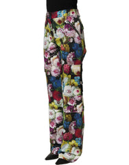 Dolce & Gabbana Multicolor Floral High Waist Wide Leg Pants - IT40|S