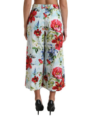 Dolce & Gabbana Multicolor Floral High Waist Wide Leg Pants - IT42|M - Trousers