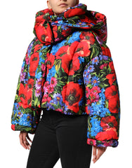 Dolce & Gabbana Multicolor Floral Hooded Puffer Coat Jacket - IT44 | L - Puffer Jackets