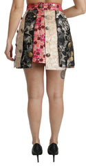 Dolce & Gabbana Multicolor Floral Jacquard Crystal Skirt - IT44|L - Skirts