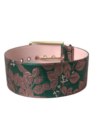 Dolce & Gabbana Multicolor Floral Jacquard Lurex Gold Buckle Belt - Belts