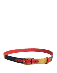 Dolce & Gabbana Multicolor Floral Jacquard Metal Buckle Belt - 95 cm / 38 Inches