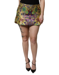 Dolce & Gabbana Multicolor Floral Jacquard Mid Waist Mini Skirt - Skirts