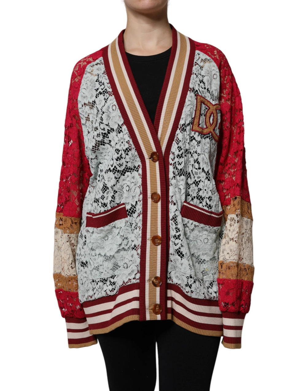 Dolce & Gabbana Multicolor Floral Lace Cardigan Sweater - Cardigans