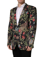 Chaqueta de traje para hombre Dolce & Gabbana Multicolor Floral Leopardo con 1 botón - IT56 | XXL
