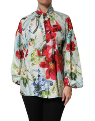 Dolce & Gabbana Multicolor Floral Long Sleeves Blouse Top - Blouses