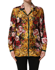 Dolce & Gabbana Multicolor Floral Long Sleeves Button Down Shirt Top - IT40|S