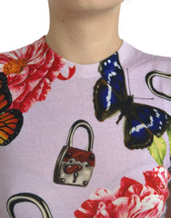 Dolce & Gabbana Multicolor Floral Padlock Butterfly Tank Top - IT38 | XS - Tank Tops