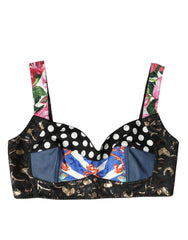 Dolce & Gabbana Multicolor Floral Patchwork Bustier Crop Top - IT46|XL - Crop Tops